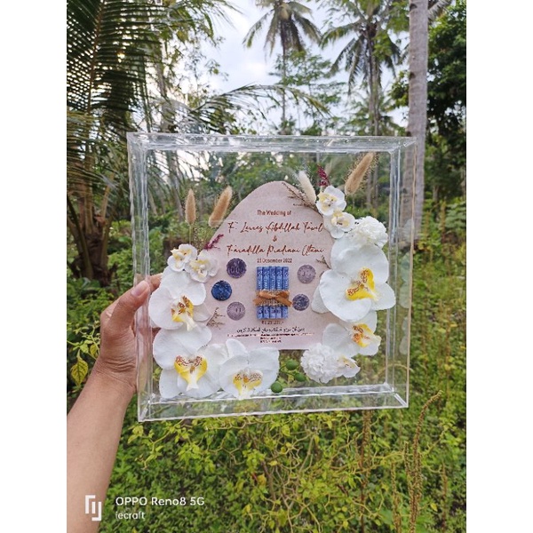 1 HARI JADI Mahar Akrilik Murah Mahar Pernikahan Mahar Anggrek Transparan Akrilik 30x30 cm