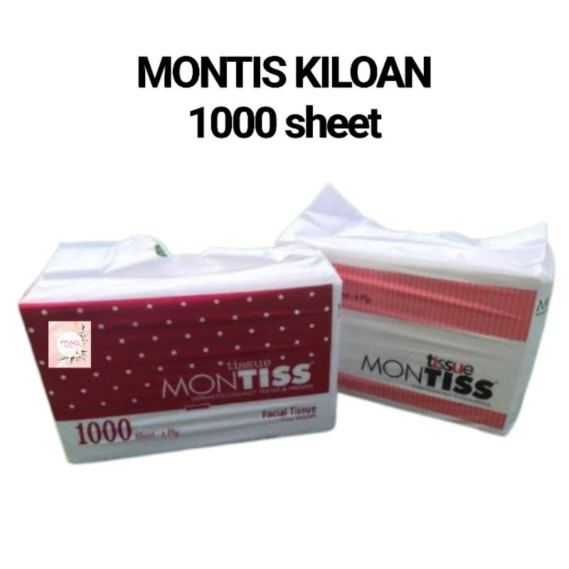 Tissue Tisu MONTISS KILOAN 1000 sheet 2ply tisu wajah