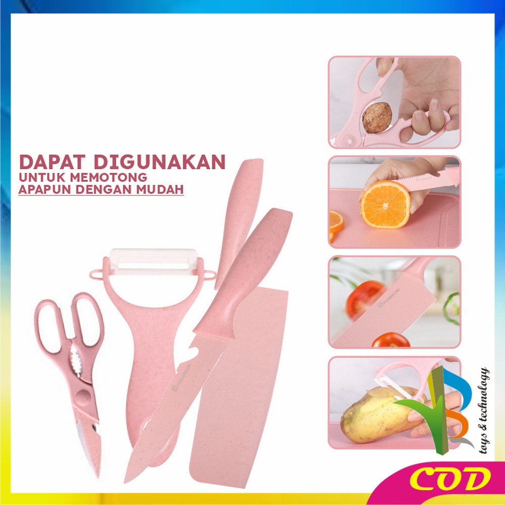 RB-C514 Pisau Set 7IN1 Dengan Telenan Pisau Gunting Dapur Serbaguna / Peralatan Dapur Kitchen Knife Set