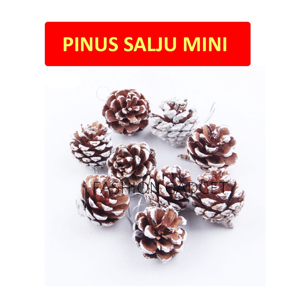 Hiasan Gantungan Pohon Natal Pinus Salju Mini Set 6 / 9 Pcs Ornamen Xmas Tree Christmas Pine Tree Ornament Decorations Dekorasi Pohon Natal