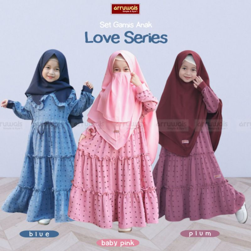 READY ✅ LOVE SERIES ARRUWAIS - GAMIS ANAK SYARI SET JILBAB&CADAR - GAMIS ANAK REMAJA ORIGINAL ARRUWA