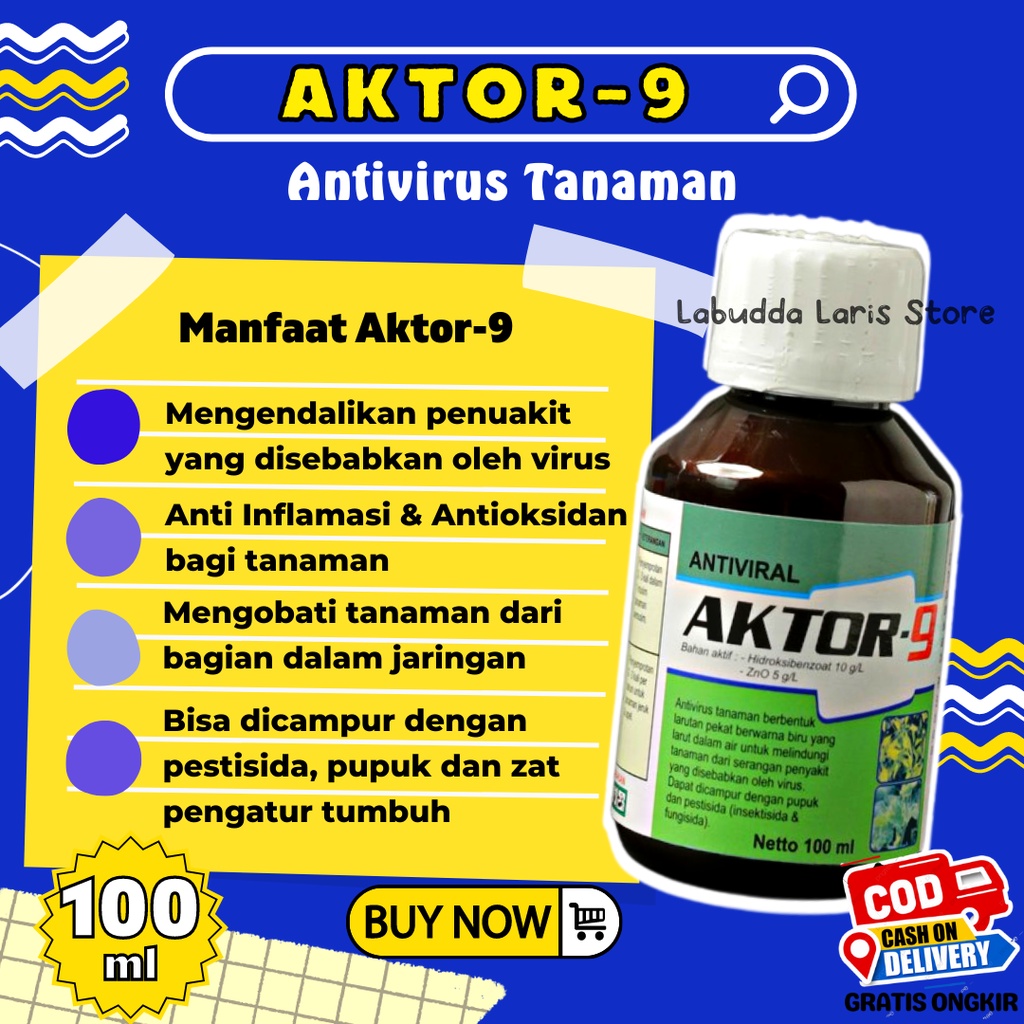 Aktor 9 Anti Virus Tanaman Bahan Aktif Hidroksibenzoat Antivirus Aktor-9 100ml Kendalikan Penyakit V