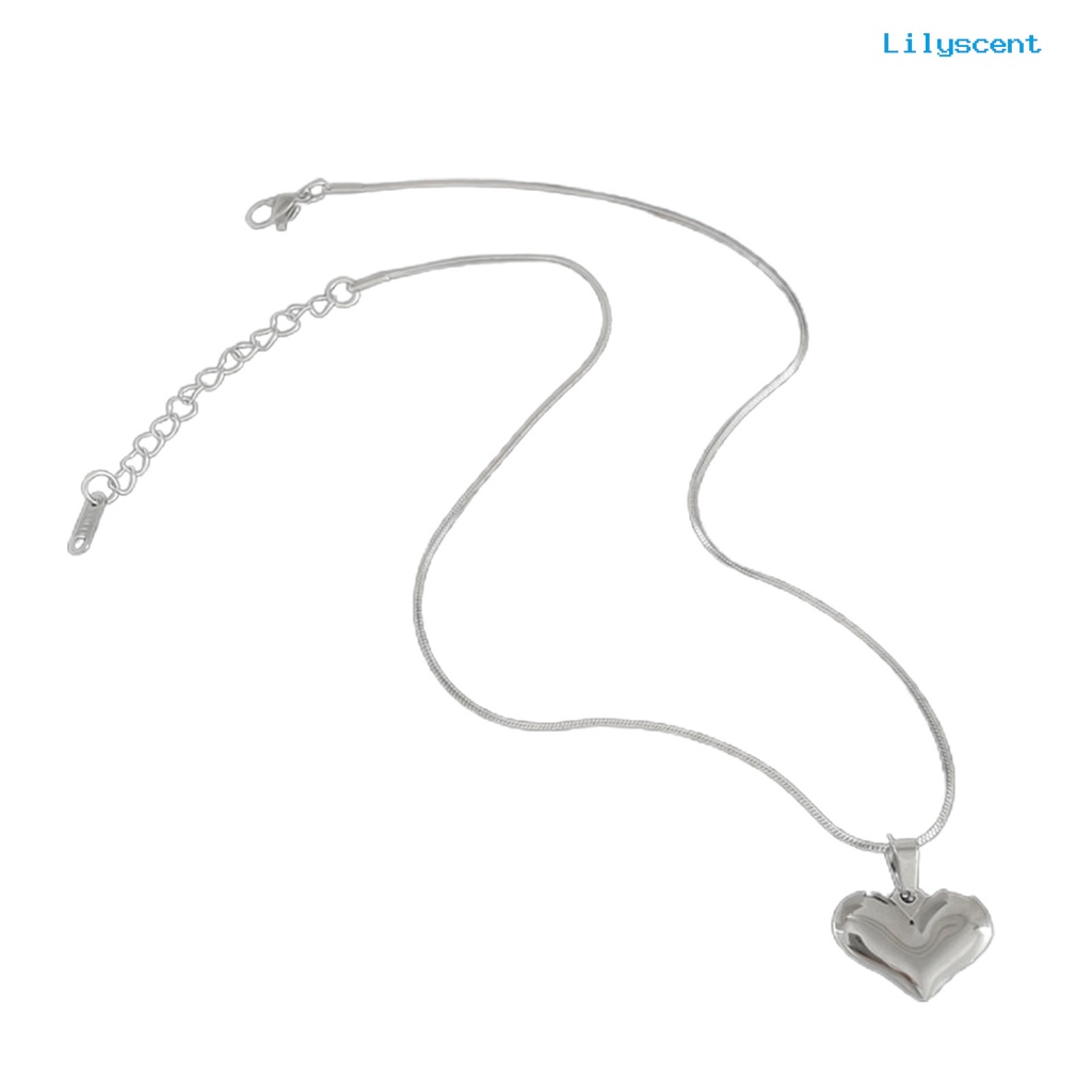 [LS]Heart Kalung Stainless Steel Warna Silver Anti Karat Peach Hati 3D Charms Temperamen Dress-Up Perhiasan Rantai Wanita Klavikula Rantai Kalung Aksesoris Untuk Pesta