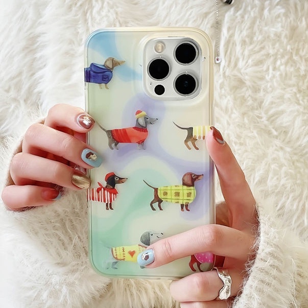 IPHONE Casing Ponsel Lembut Anjing Lucu Kompatibel Untuk Iphone11 14 13 12 Pro XS Max X XR Casing Transparan Shockproof7 8 6 6S Plus Cover TPU