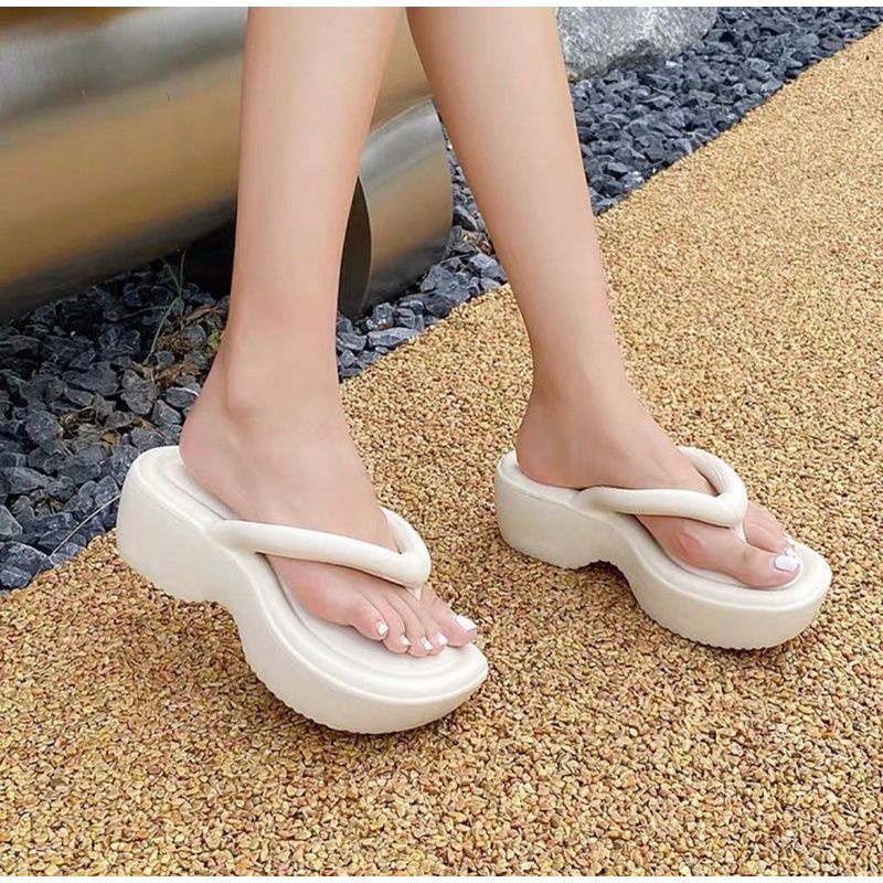 Sandal Bangkok Wedges 5 cm Jepit Tebal Jelly Balance 8211-SM BKWGTBL