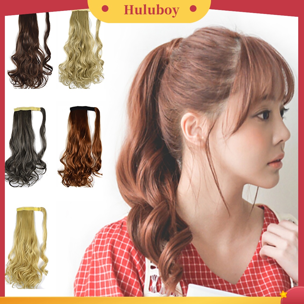 Wig Rambut Ekstensi Model Keriting Gelombang Bahan Serat Sintetis Ukuran 18 Inci