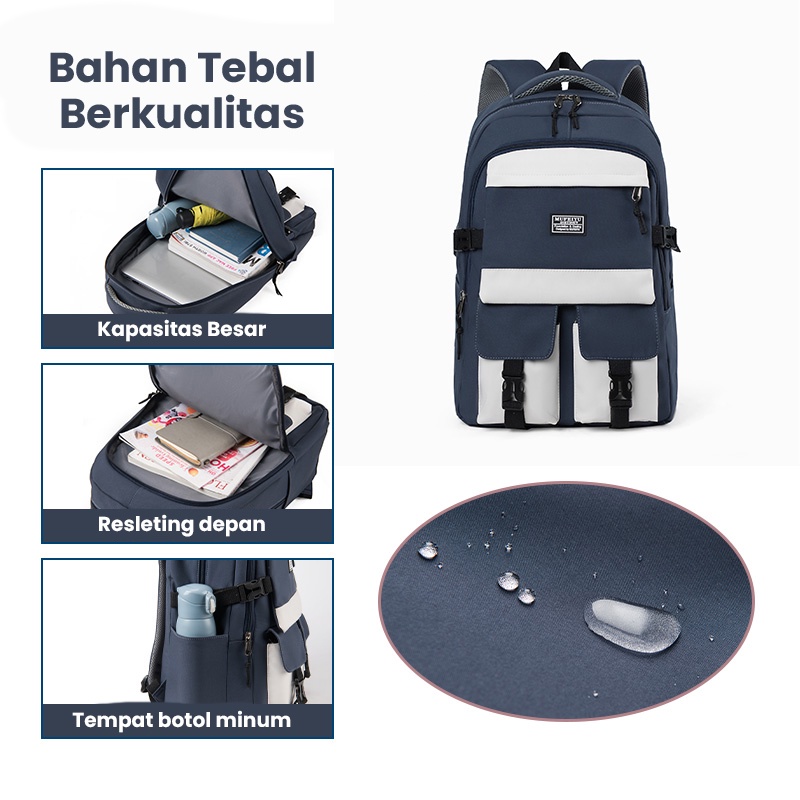 Uphike Tas Ransel Anti Air Ransel Laptop Polos Fashion Tas Punggung Sekolah Serbaguna TR407