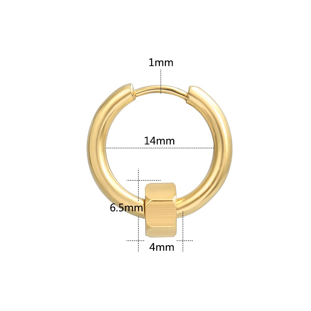 1pasang Anting Bulat Stainless Steel Tindik Tulang Rawan Telinga Anting Hoop Anting Lingkaran Bulat Hitam