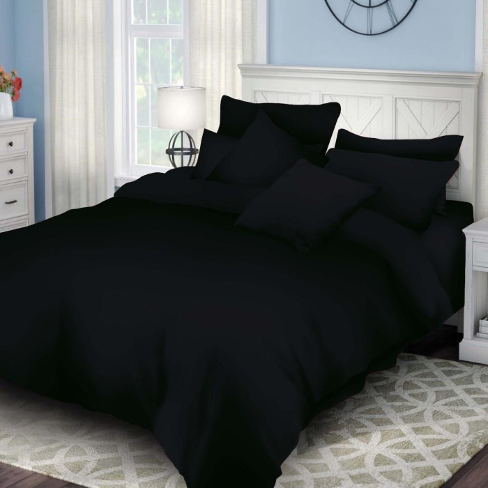Bedcover Aja Rosewell Tanpa Sprei Single Hitam Pekat 140x200 cm {Property Off Liliy Grosir Sprei