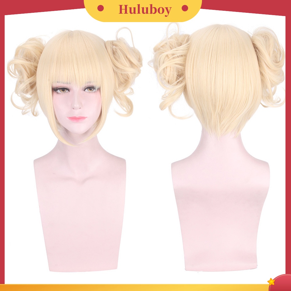 Wig Rambut Sintetis Model Pendek Dengan 2 Buns Poni Untuk Wanita