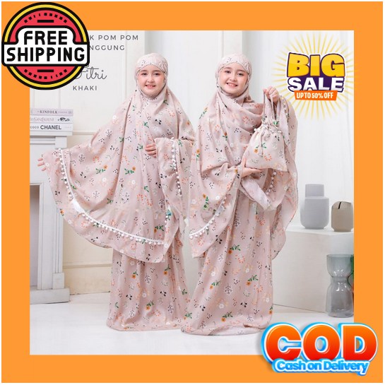 Mukenah Anak Tanggung Perempuan Umur 8 9 10 11 12 Tahun Katun Adem / Mukena Anak Polos Putih Model T