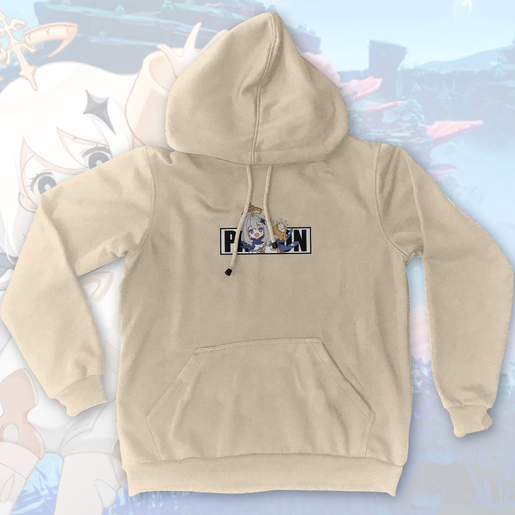 Hoodie Embroidery Paimon Cream Anime Gaming Genshin Impact Premium Unisex