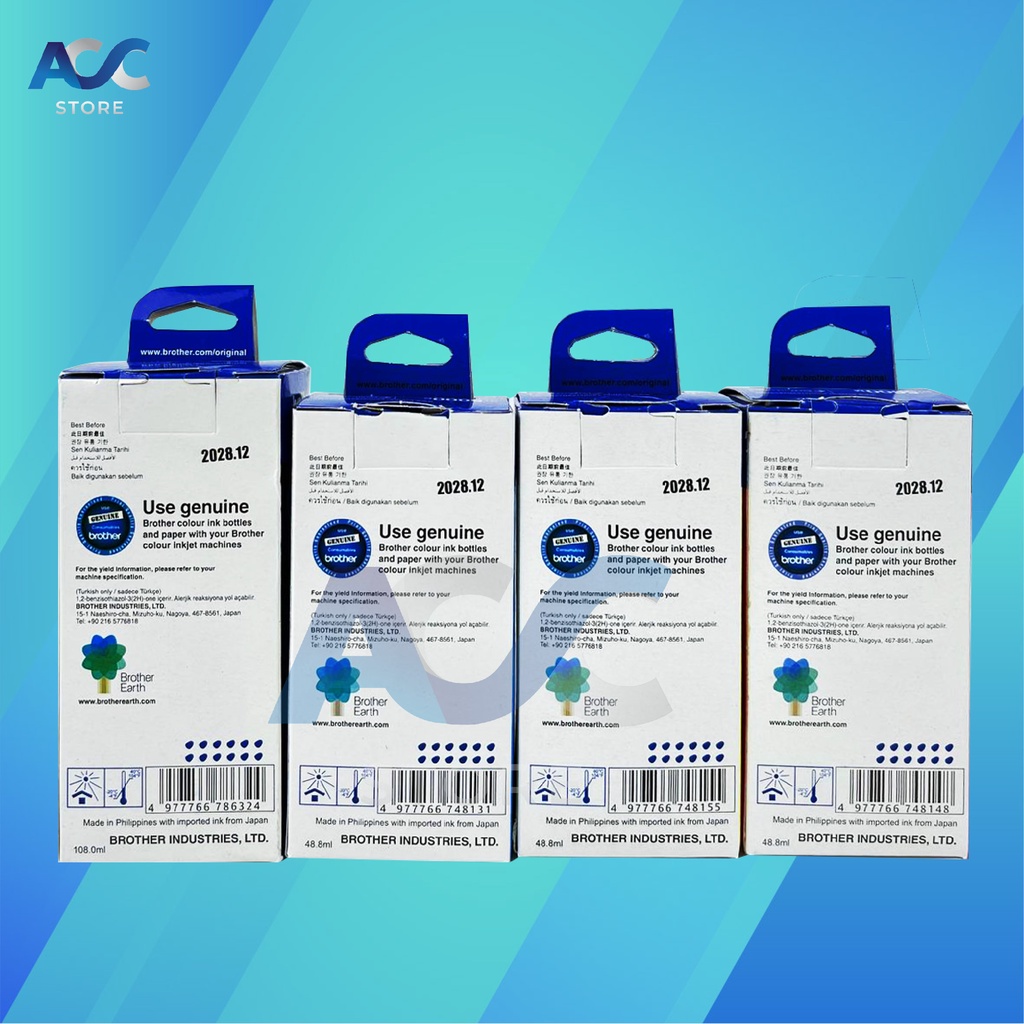 1 SET 4 PCS Tinta Brother BTD60BK BT5000 Isi Ulang Printer HL T4000DW DCP T310 T510W T710W MFC T810W T910DW T4500DW