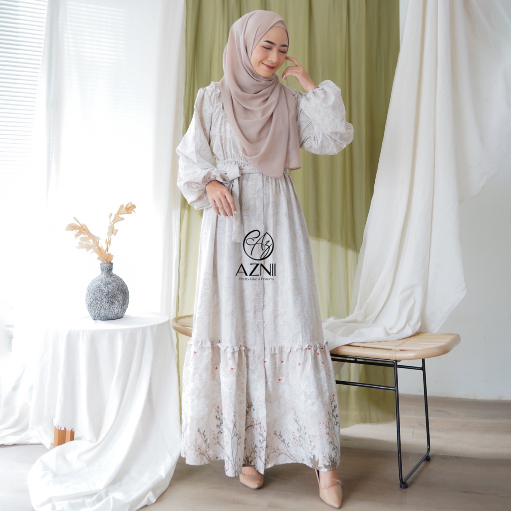 SYAFA RUFFLE Dress Wanita Muslim Ala Korea Bahan Crincle Busui Friendly