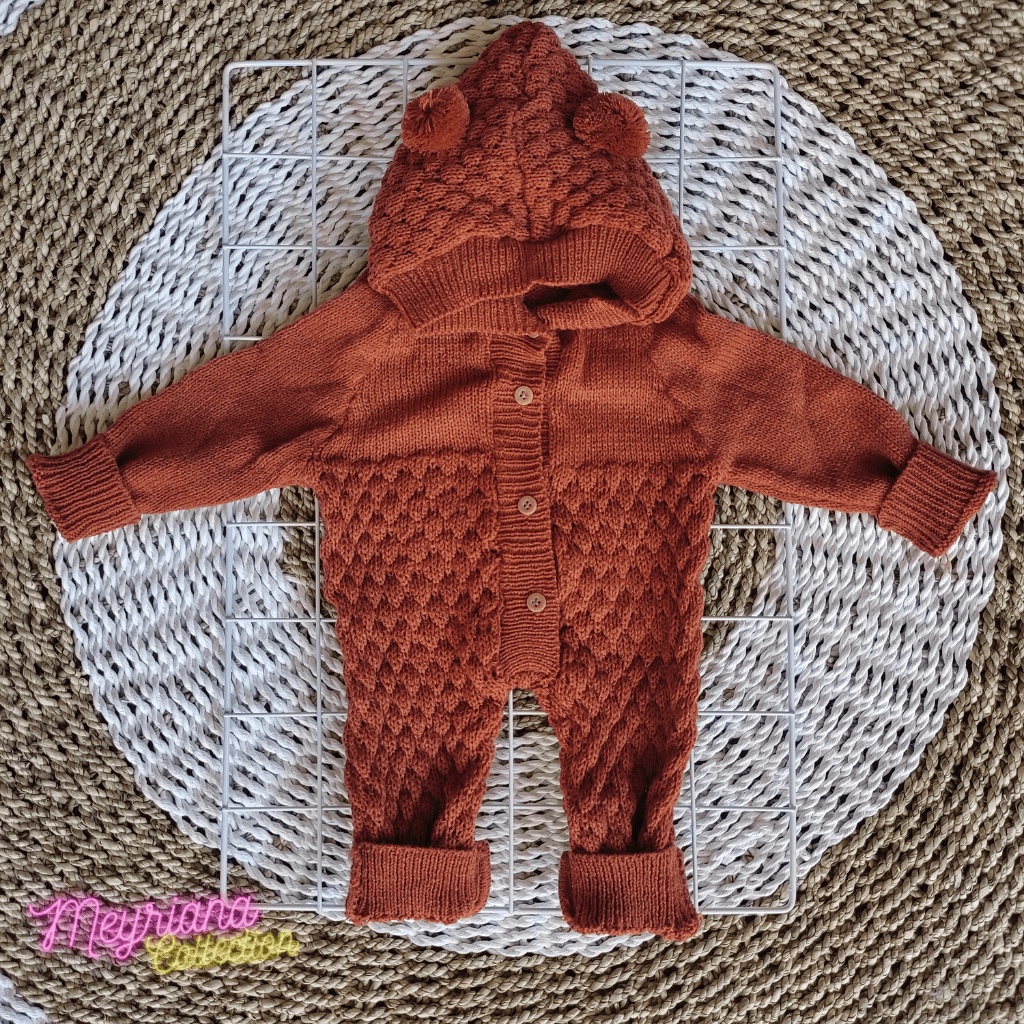 Rajut Halus Lembut Bodysuit Balita Lucu Imut Perempuan Laki-laki Rajut Bayi Setelan Anak Usia 0-8 Bulan Jumper Bayi