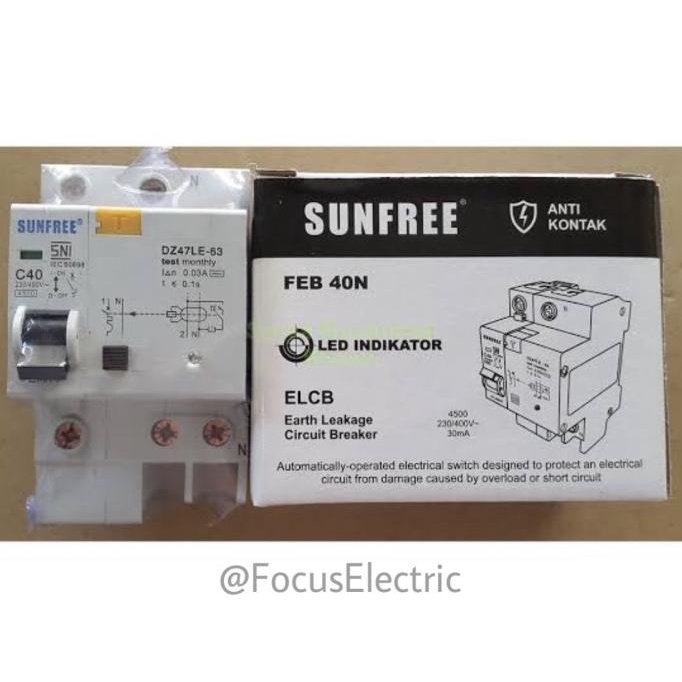 Anti Kontak / ELCB 2 Pole 40 Amper Sunfree Non COD