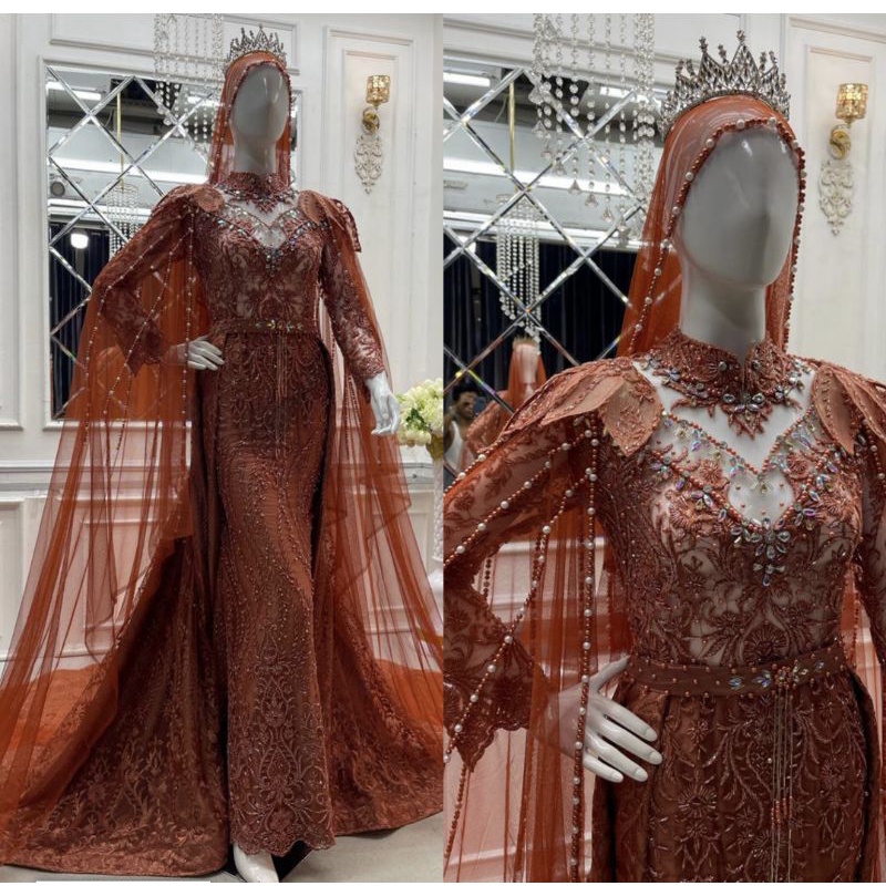 GAUN SLIM BEREKOR//GAUN PENGANTIN FULL PAYET//GAUN WEDDING MEWAH//BAJU