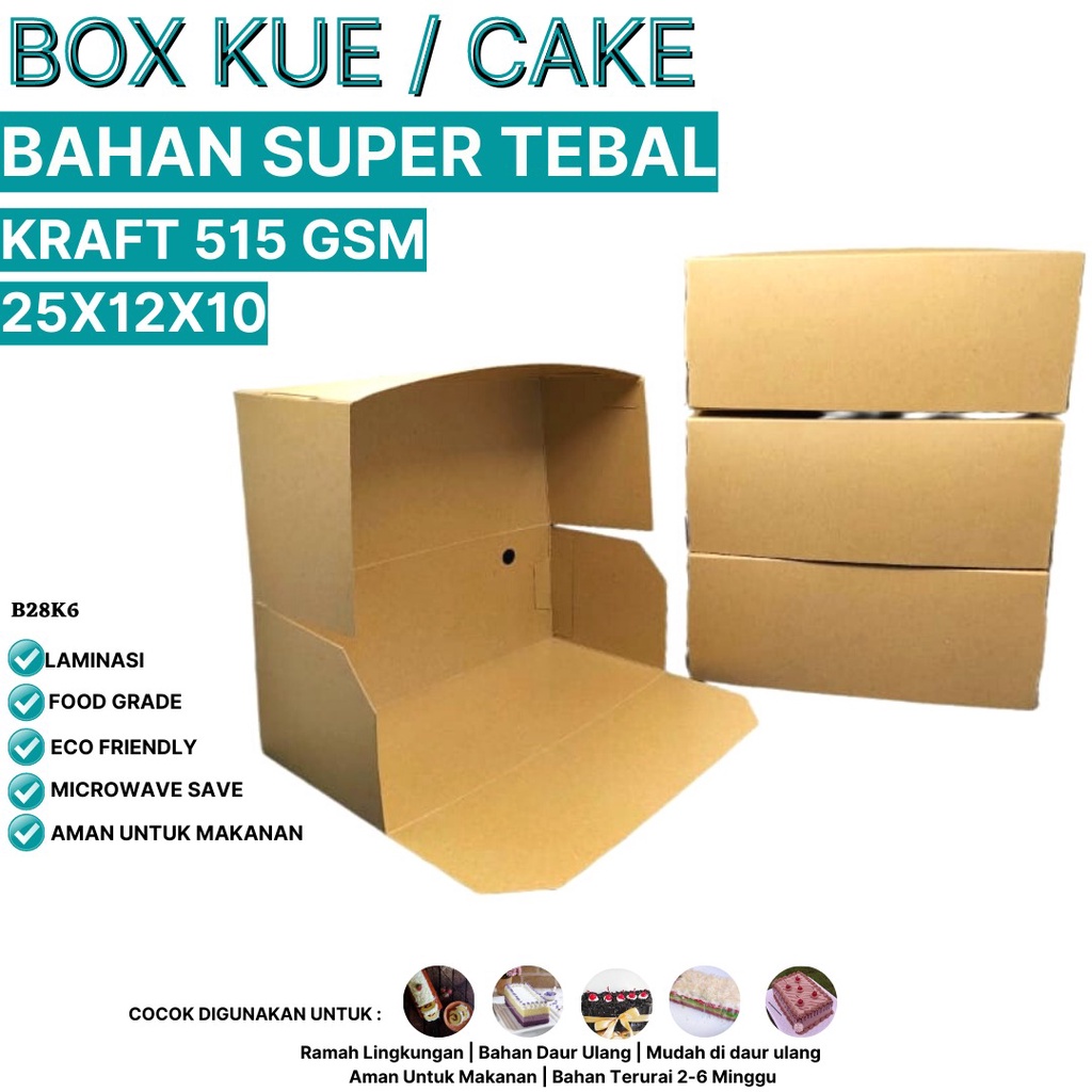 Dus 25x12x10 Tebal 515 Gsm Dus Bakey (B28K6-25X12X10 Cm)