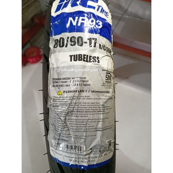 Ban Motor Tubles Tubeless IRC 80/90-17 NR93 Ban Motor Ring 17 Ban Luar Motor