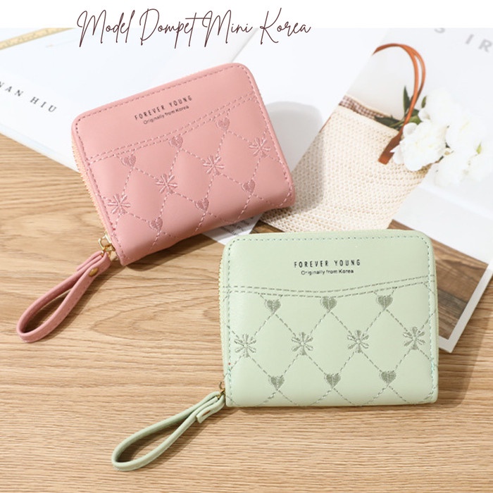 Dompet Kecil Wanita Dompet Kartu Mini Korea Import Wallet PU Leather