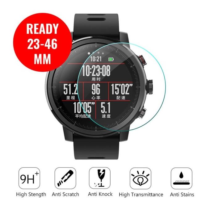 Universal Tempered Glass Bulat Jam Tangan Smartwatch 23-46Mm Protector