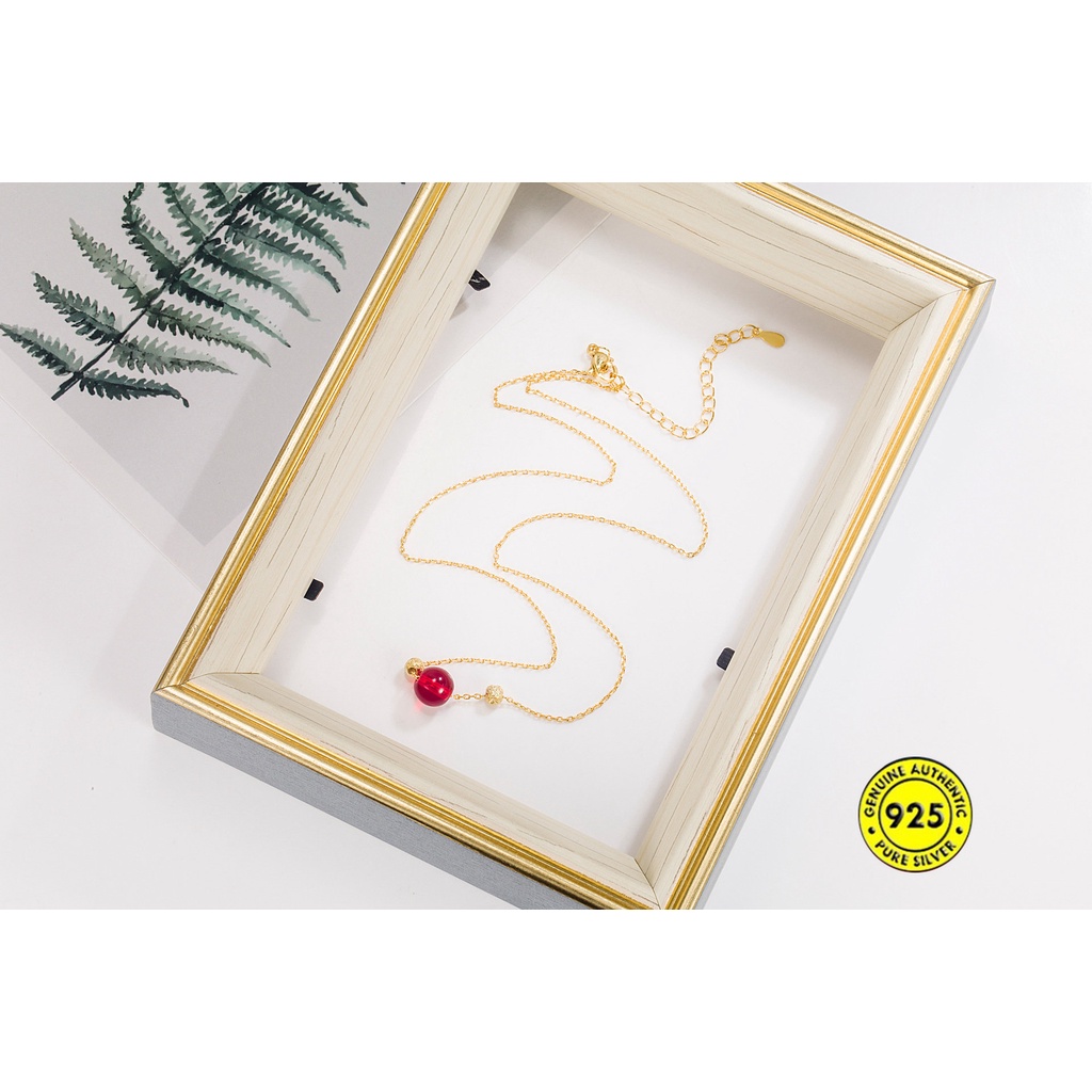 18k Emas Jequirity Bean Red Lucky Beads Kalung Perempuan U1139