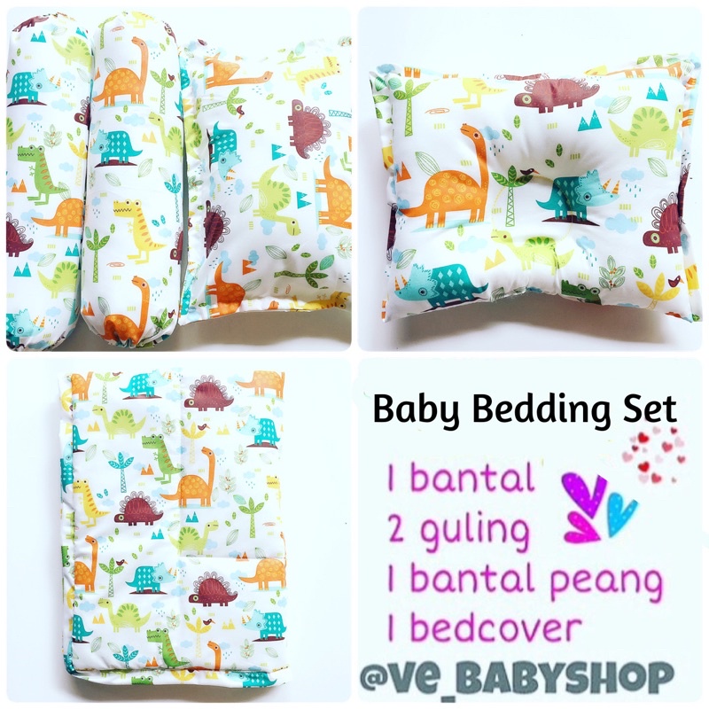 Bedcover Bayi Set Lengkap ( Bedcover, Bantal Guling Bayi, Bantal Crown ) Baby Bedding Set Kado Bayi Motif Anak