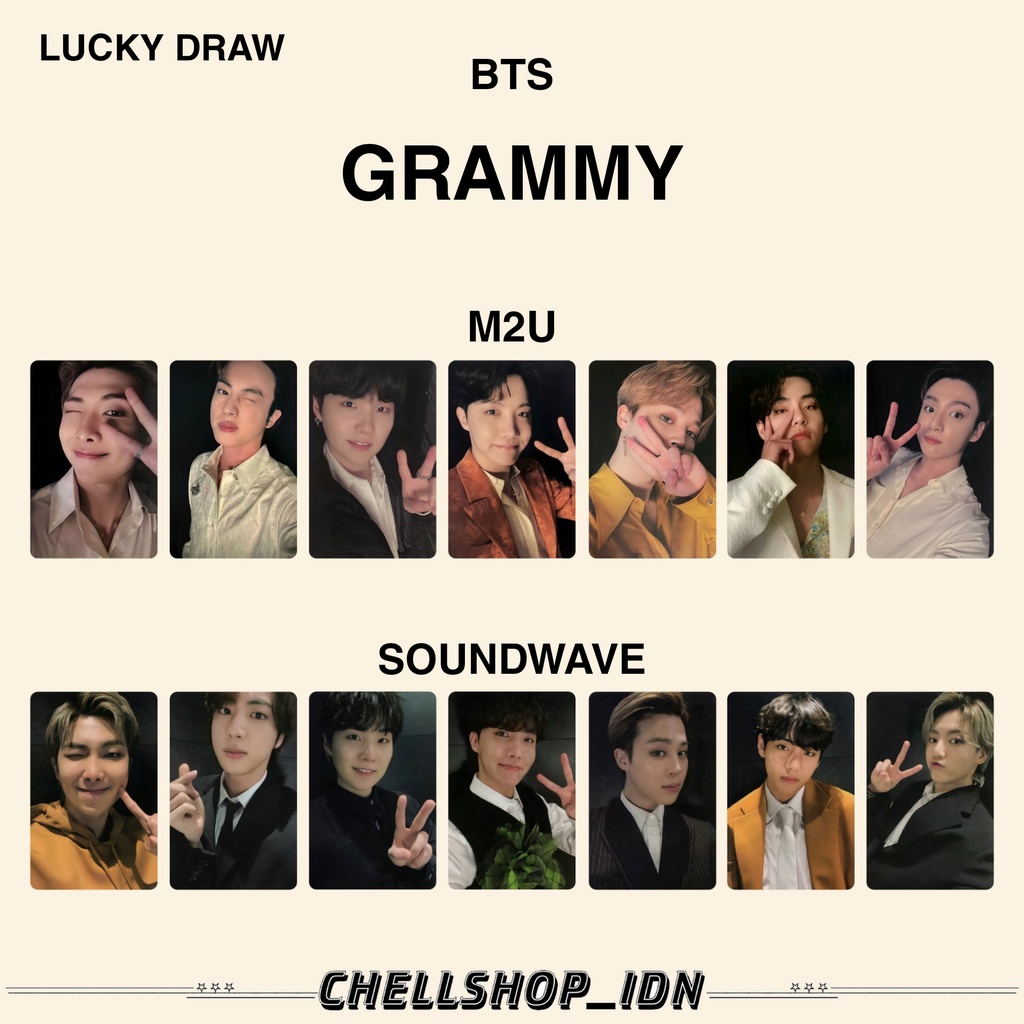 PHOTOCARD BTS BE LUCKY DRAW GRAMMY M2U SOUNDWAVE