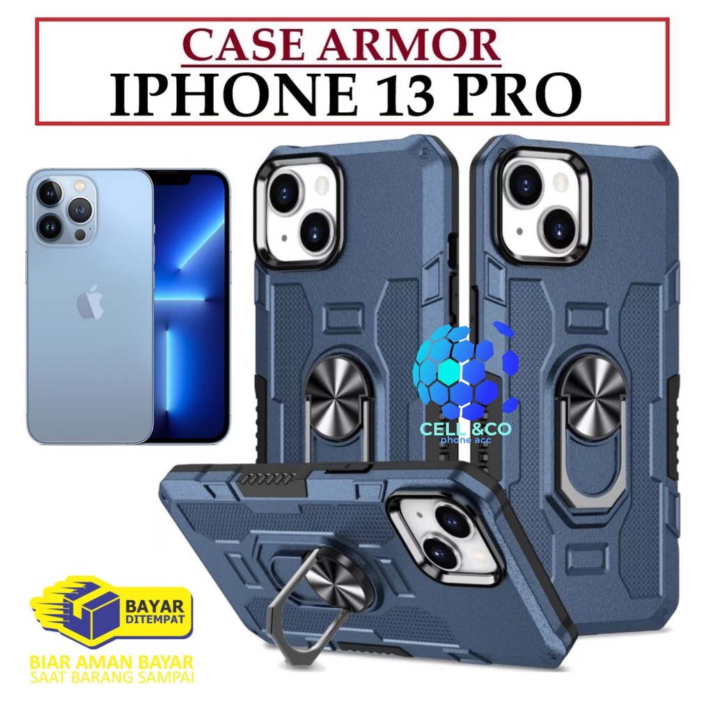 Case Armor IPHONE 13 PRO Iring Cincin Magnetic Kesing Hp Protect kamera Premium Hard Case Standing Robot Pelindung Kamera