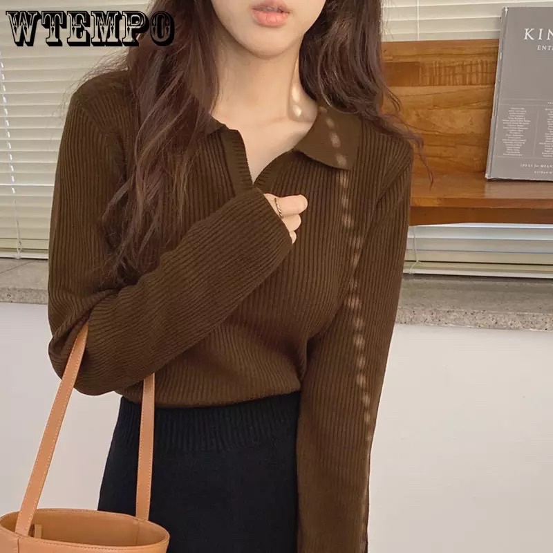 Aeris Polo Knit Crop Atasan Rajut