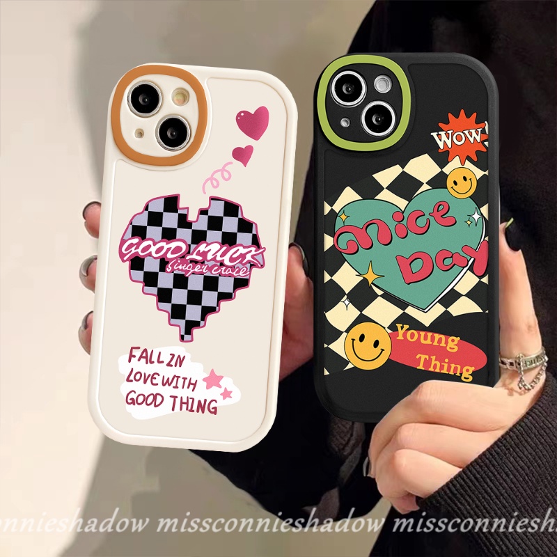 Redmi9 9C Nfc12 11 Lite 11 8 10 10C 10C 11T Pro 12x Redmi Note 11 8 9 10 11Pro Plus 9Pro 10s 11s 10Pro 9s 8Pro M3 X3 NFC Couple Case Smile Love Hati Papan Catur Soft TPU Case Pelindung Earphone Bluetooth Airpod