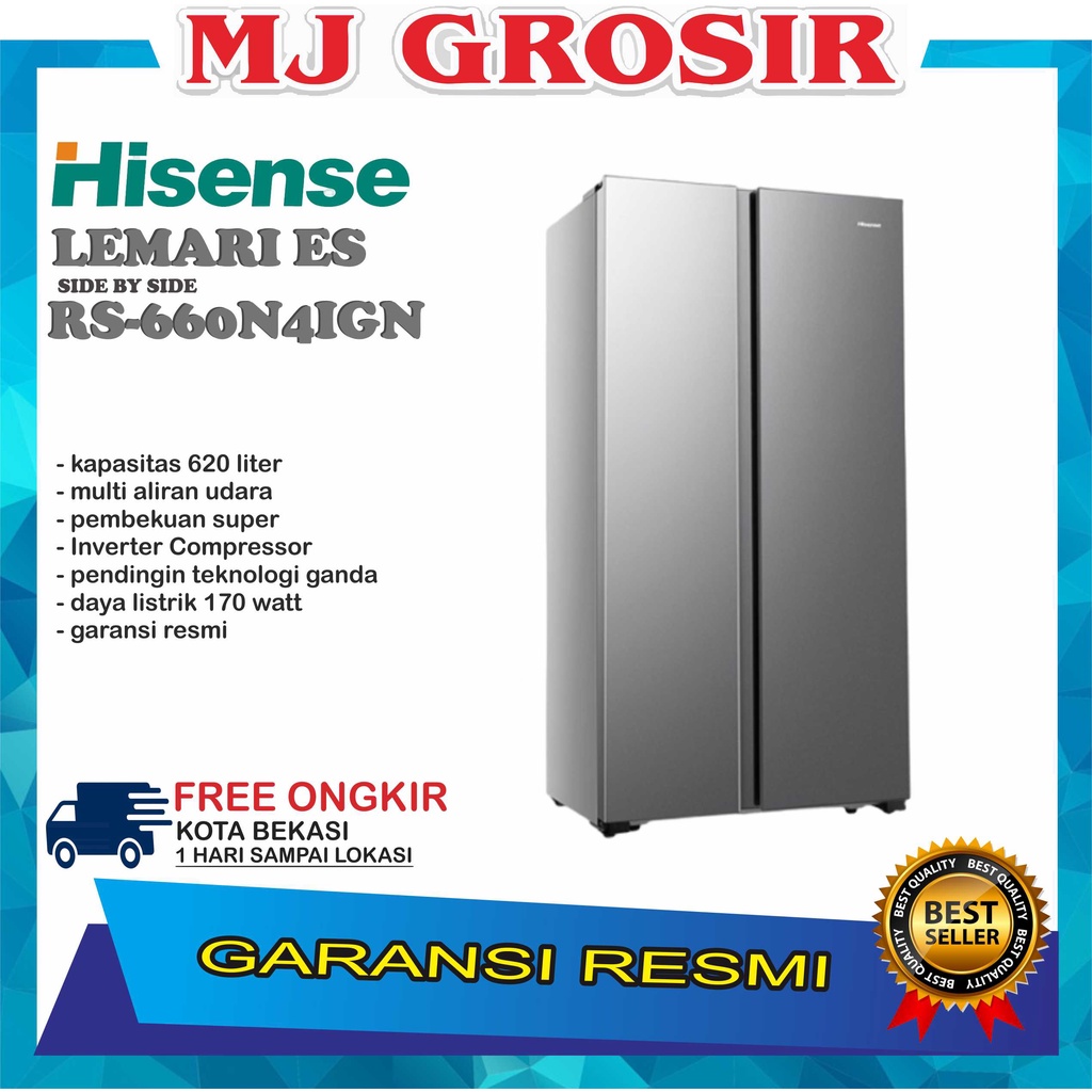 KULKAS HISENSE RS 660 N4IGN LEMARI ES 2 PINTU SIDE BY SIDE