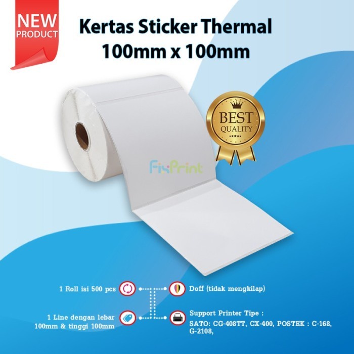 Kertas Resi Label Thermal Barcode 100x100 100x150 78x100 Roll 500pcs