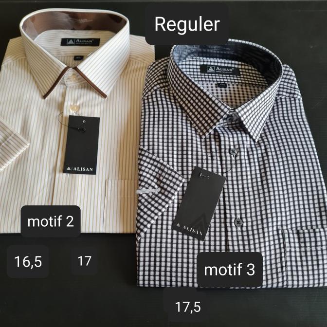 Kemeja ALISAN lengan pendek motif(corak)BIG SIZE 16.5 17.17.5.