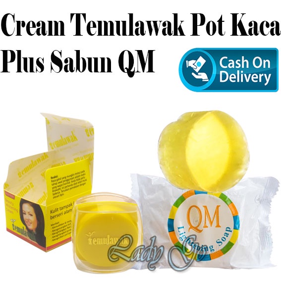 Temulawak Beauty Whitening Cream / Cream Temulawak Beauty Pot Kaca / Cream Siang Malam Plus 1 pcs Sabun QM 60GR