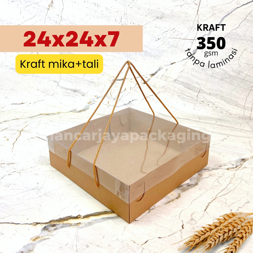 

Dos Kraft Tali Tutup Mika Kotak Kemasan Kue Tart Cake Roti Hampers 24x24x7 cm