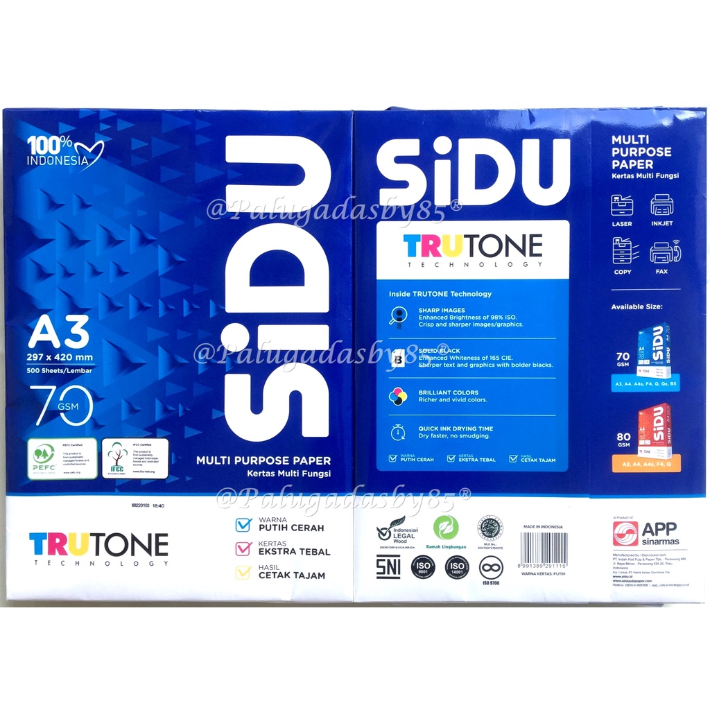 

Kertas HVS Sidu A3 70 Gram (1 Pak) / Kertas HVS Sinar Dunia A3 70 / Sidu Kertas HVS / HVS A3 70 Gsm