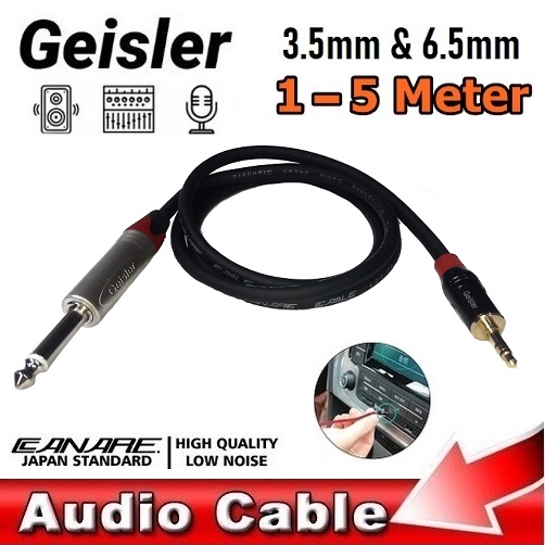 Kabel Adapter AUX Instrumen CANARE Jack TRS 3.5mm GESILER Male to Akai Mono 6.5mm GEISLER 1-1 Panjang 1 Sampai 5 Meter