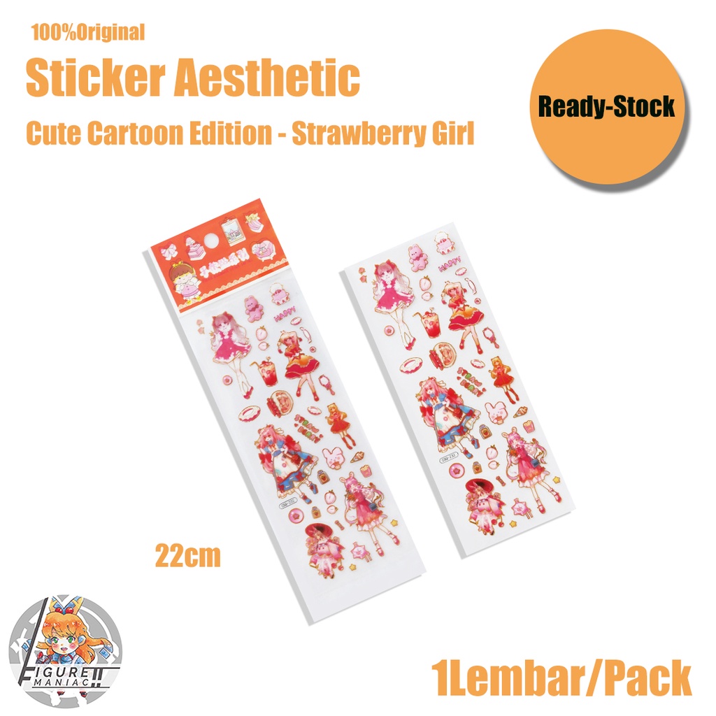 Sticker Buku Aesthetic Waterproof / Tahan air Sachet isi 1 Lembar lembar Premium Import Sticker Lucu Korea