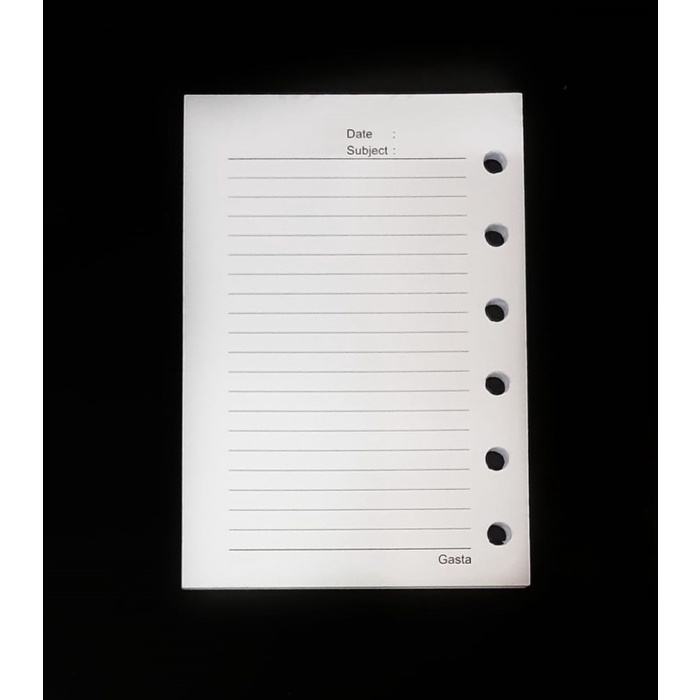 

KERTAS BINDER NOTE LOOSE LEAF ISI REFILL MINI A6 6 RING LUBANG 50 LBR