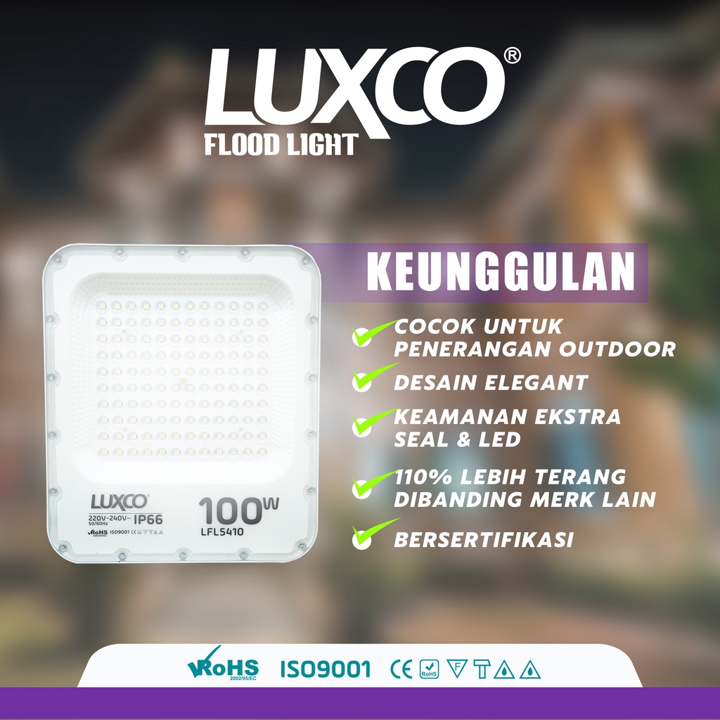 [COD] FLOODLIGHT LAMPU TEMBAK/SOROT PREMIUM, SUPER TERANG ANTI AIR, ANTI SINAR ANTI, DEBU IP67 MERK LUXCO HINGGA 300WATT Max Brightness FREE ONGKIR