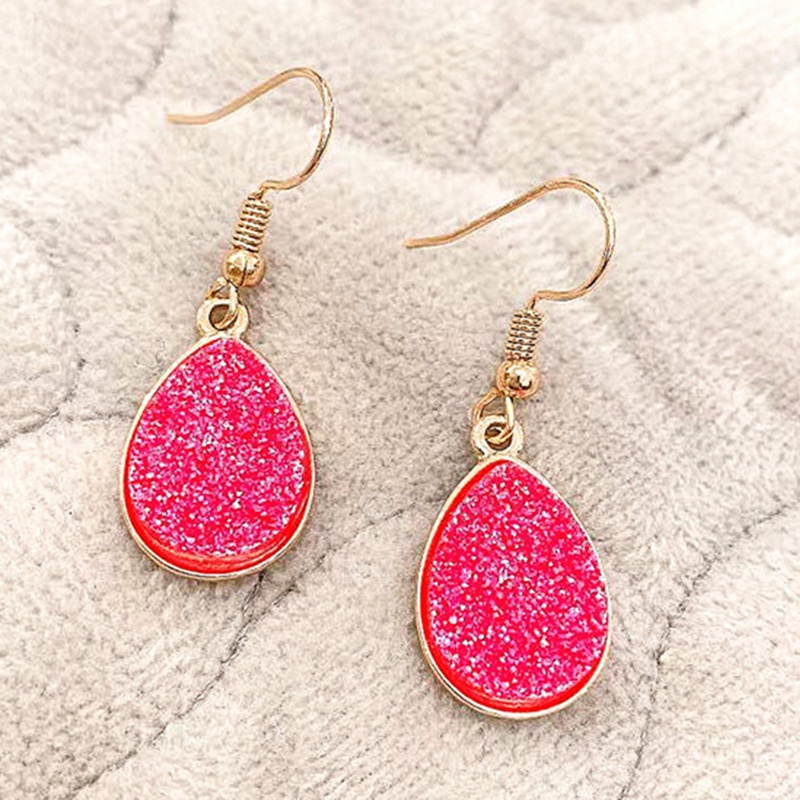 Chic Simulasi Druzy Earrings Tear Drop Menjuntai Anting