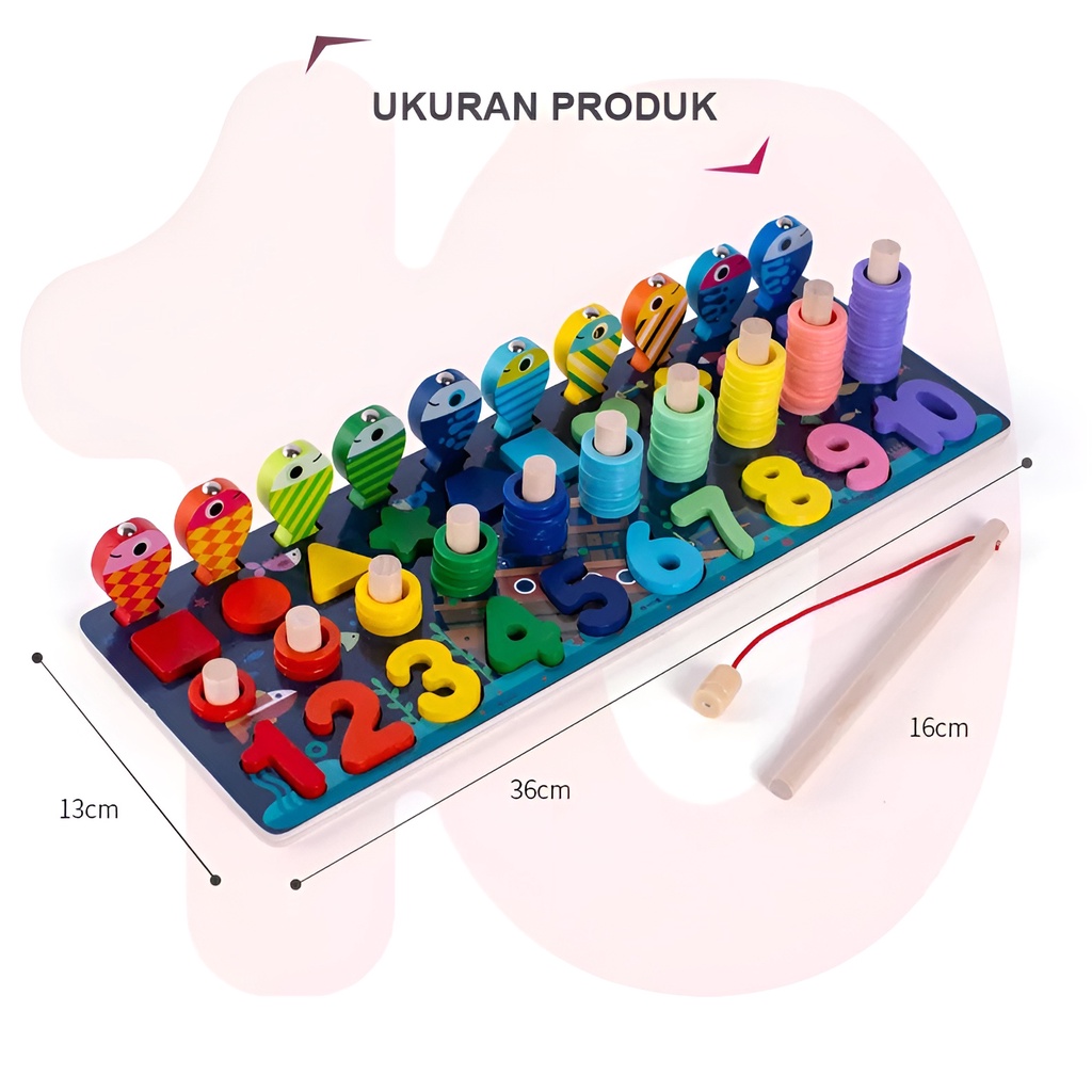 Ocean Logarithmic Board Montessori | Mainan Puzzle Kayu Anak | Kado Ultah Anak Laki Laki | Mainan Edukasi Anak Perempuan