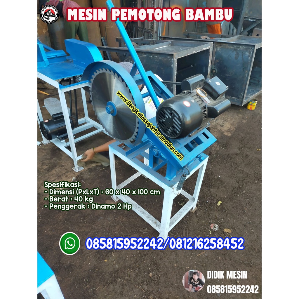 Mesin Pemotong/Potong Bambu Komplit Penggerak