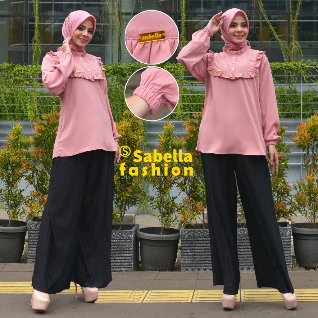 atasan KERUT KANCING wanita muslim atasan remaja  blouse  Atasan muslim