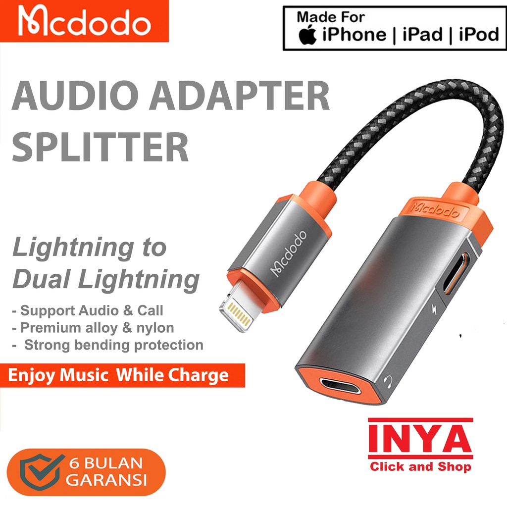 AUDIO ADAPTER DIGITAL FOR LIGHTNING MCDODO CA-0490 - Output Dual Lightning - iphone