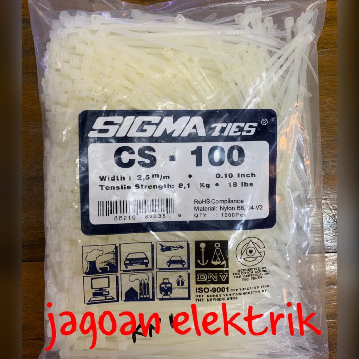 

DISKON Kabel Tis / Cable Ties CS-100 Putih Isi 1000 pcs SIGMA ORIGINAL Code 1820