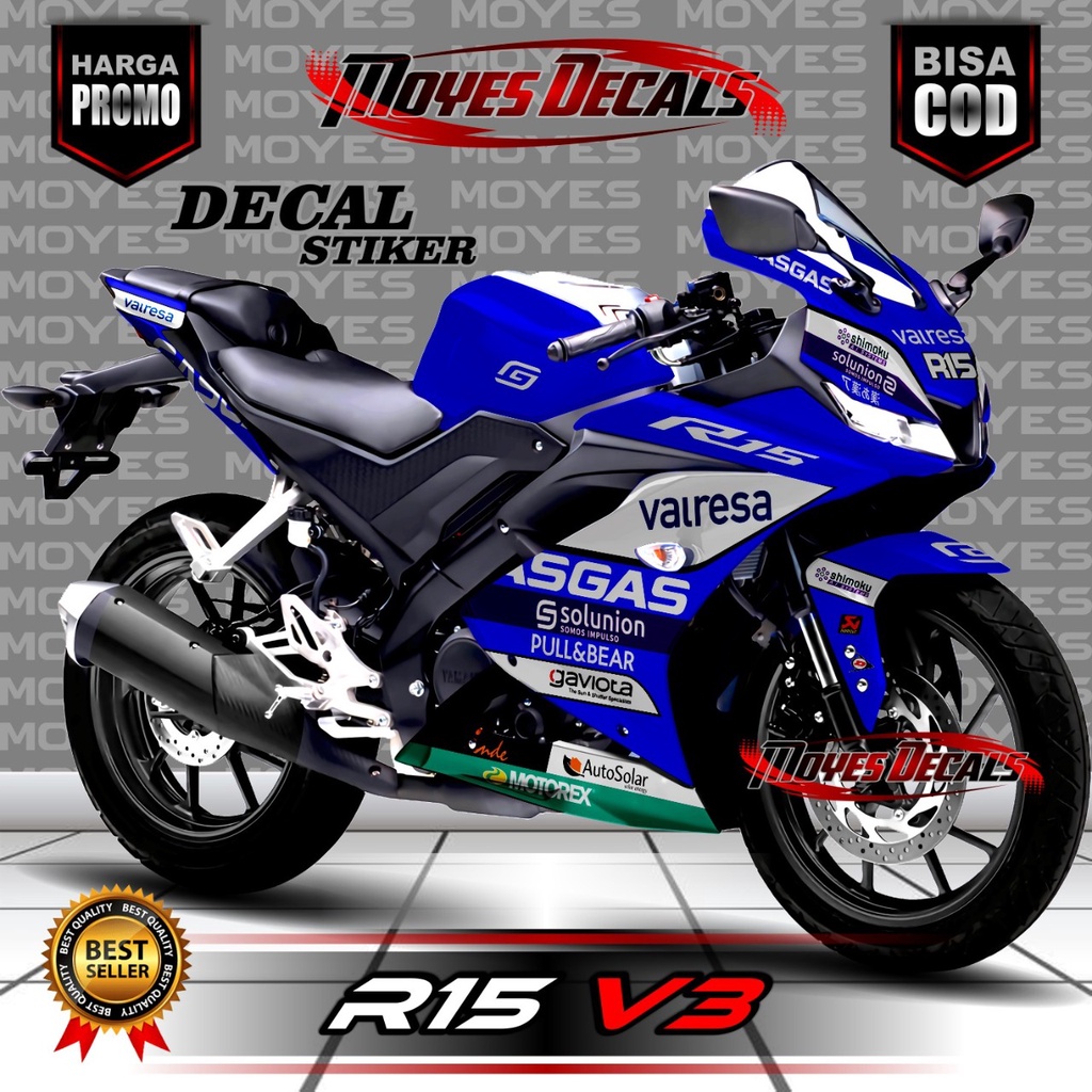 COD. DECAL STICKER MOTOR YAMAHA R15 V2 V3 FULL BODY PREMIUM QUALITY MOTIF BIRU RACING FULL Body LIst