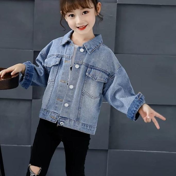BISA COD ✔️Original Jaket Jeans Anak Perempuan Bordir Kembang untuk usia 2 - 11 Tahun Terbaru|RA6