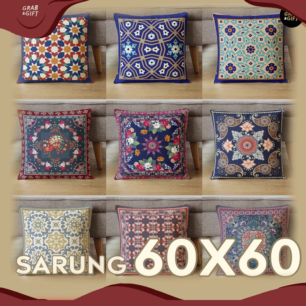 SARUNG Bantal 60x60 Sofa Motif Maroko Timur Tengah Arabik Marocco Tile Turkish Turki 60 cm Grabandgift